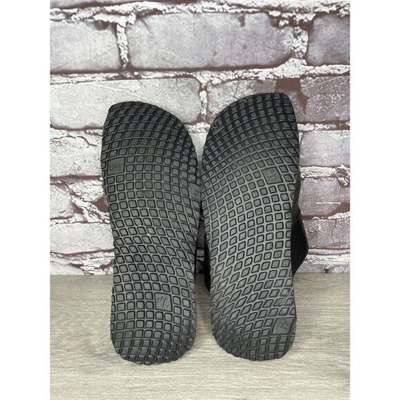 Think! Black Leather Cork Sun Moon Silver Wedge Sandals Women Sz 37EU/6.5M US - Picture 11 of 16